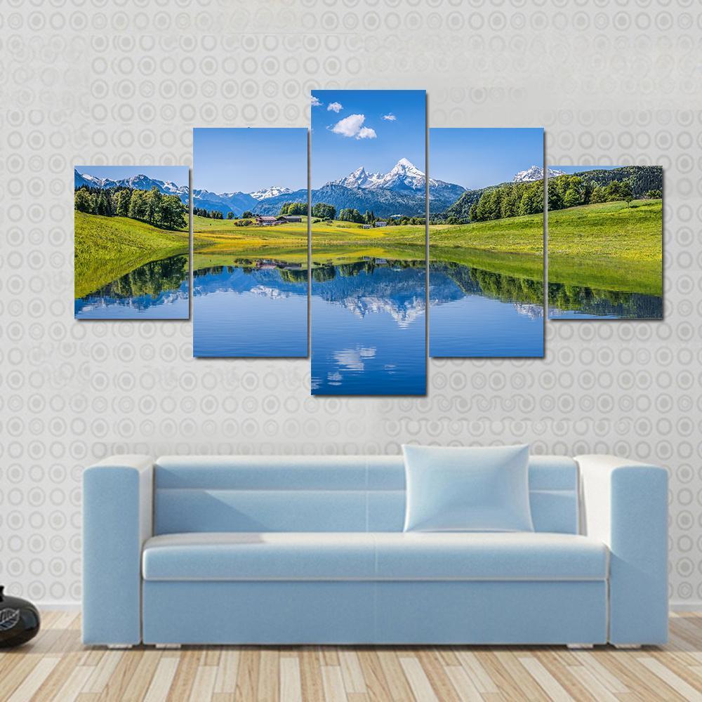 Idyllic Summer Landscape Canvas Wall Art-5 Star-Gallery Wrap-62" x 32"-Tiaracle