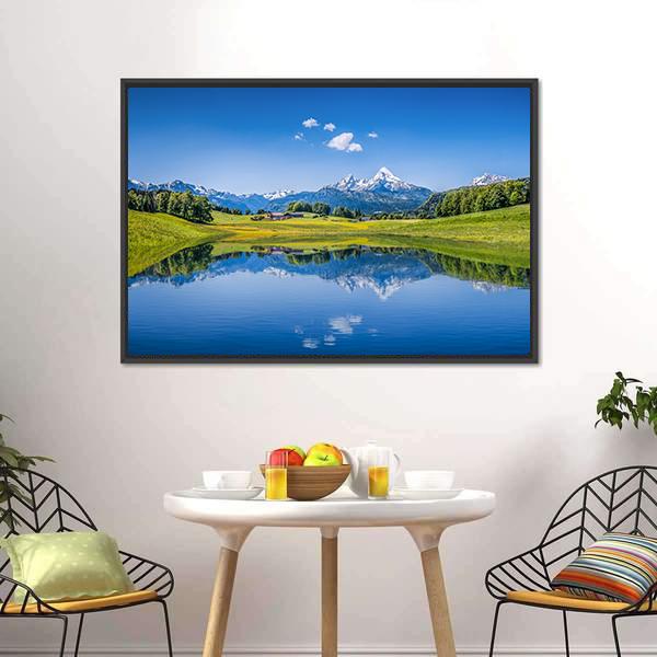 Idyllic Summer Landscape Canvas Wall Art-1 Piece-Floating Frame-24" x 16"-Tiaracle