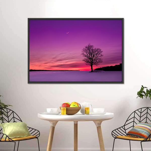 Idyllic Sunset In Field Canvas Wall Art-3 Horizontal-Gallery Wrap-25" x 16"-Tiaracle