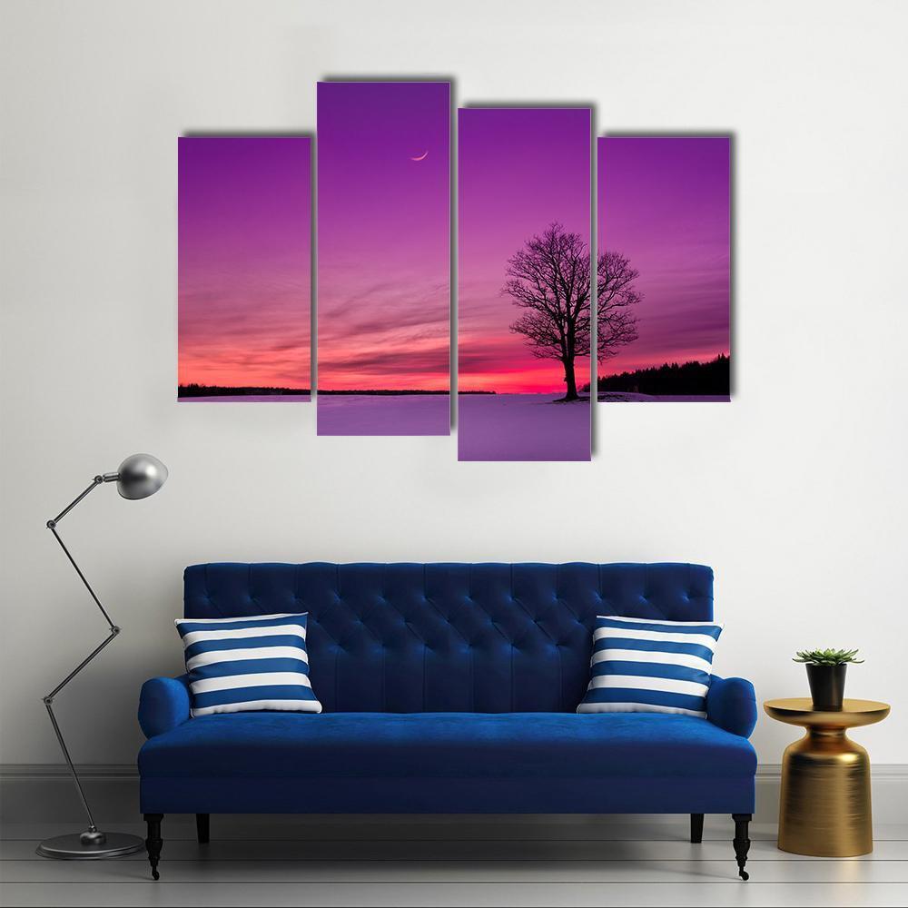 Idyllic Sunset In Field Canvas Wall Art-4 Pop-Gallery Wrap-50" x 32"-Tiaracle