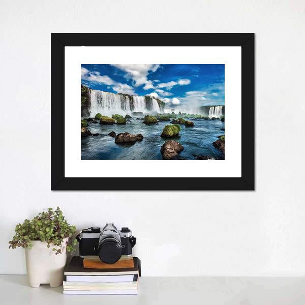 Iguacu Falls In Brazil Canvas Wall Art-1 Piece-Framed Print-20" x 16"-Tiaracle