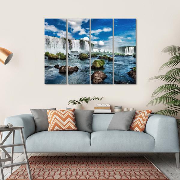 Iguacu Falls In Brazil Canvas Wall Art-4 Horizontal-Gallery Wrap-34" x 24"-Tiaracle