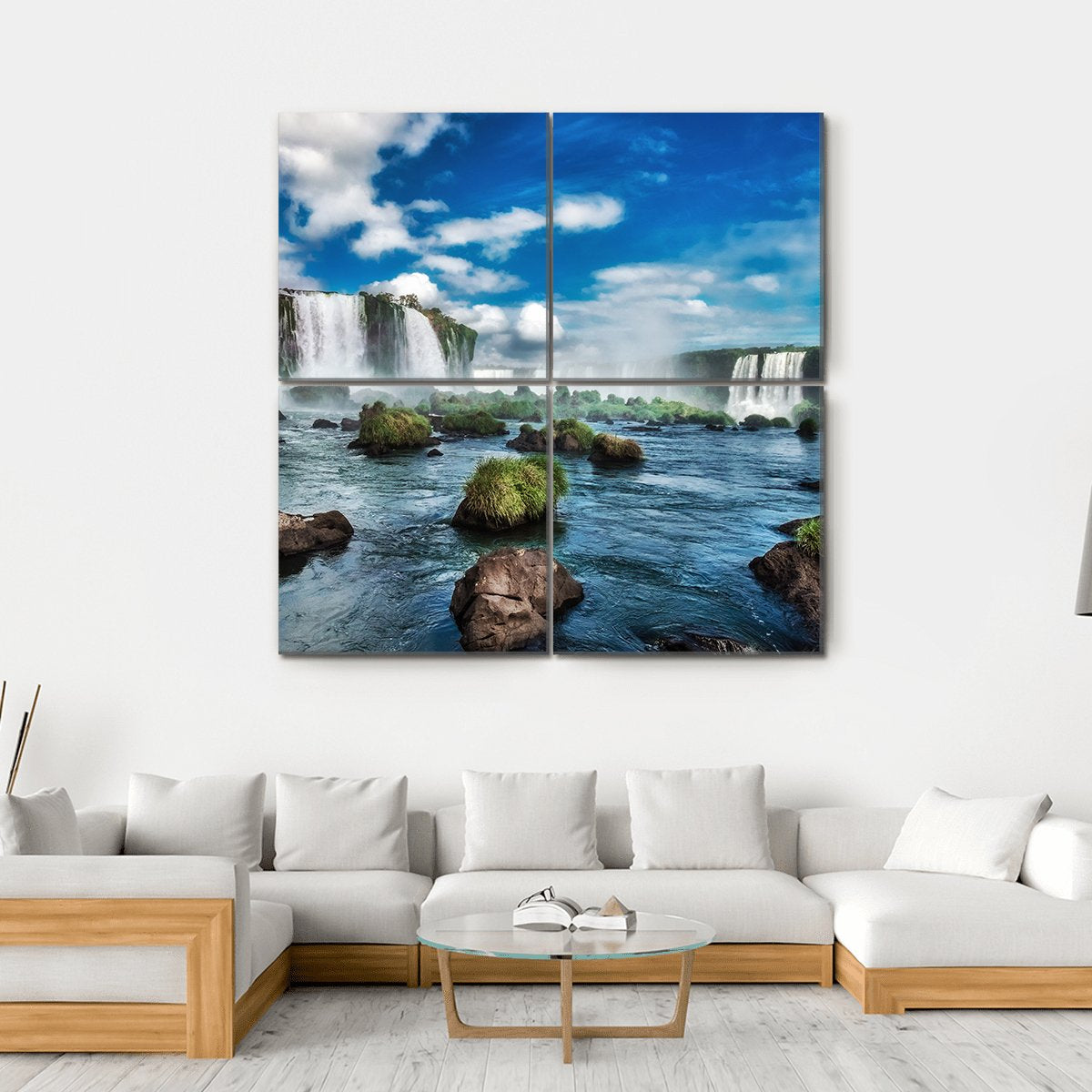 Iguacu Falls In Brazil Canvas Wall Art-4 Square-Gallery Wrap-17" x 17"-Tiaracle