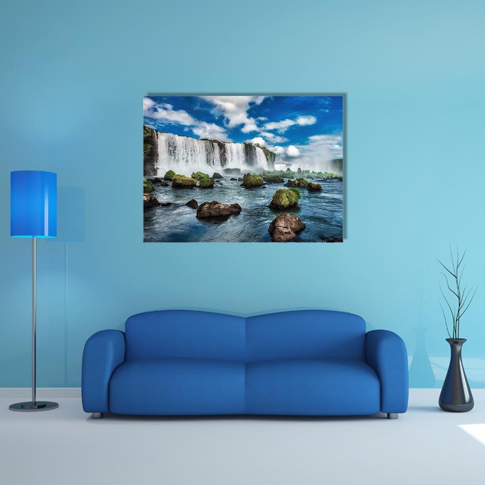 Iguacu Falls In Brazil Canvas Wall Art-1 Piece-Gallery Wrap-48" x 32"-Tiaracle