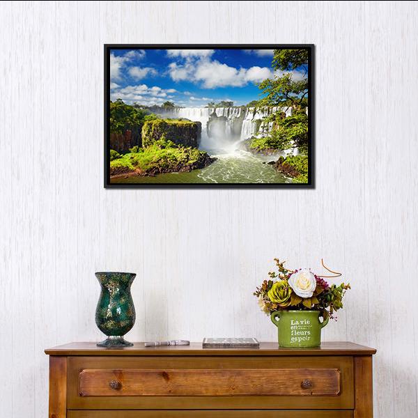 Iguassu Falls Canvas Wall Art-1 Piece-Floating Frame-24" x 16"-Tiaracle