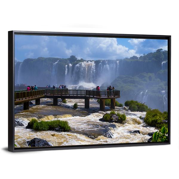 Iguassu Falls In Brazil Canvas Wall Art-3 Horizontal-Gallery Wrap-25" x 16"-Tiaracle