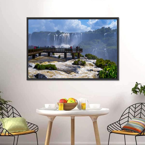 Iguassu Falls In Brazil Canvas Wall Art-3 Horizontal-Gallery Wrap-25" x 16"-Tiaracle