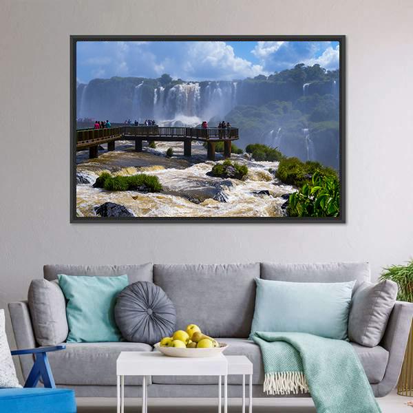 Iguassu Falls In Brazil Canvas Wall Art-3 Horizontal-Gallery Wrap-25" x 16"-Tiaracle
