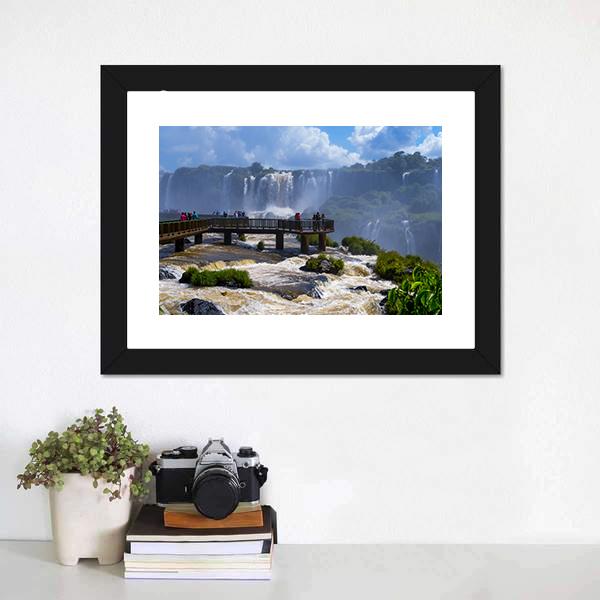 Iguassu Falls In Brazil Canvas Wall Art-1 Piece-Framed Print-20" x 16"-Tiaracle
