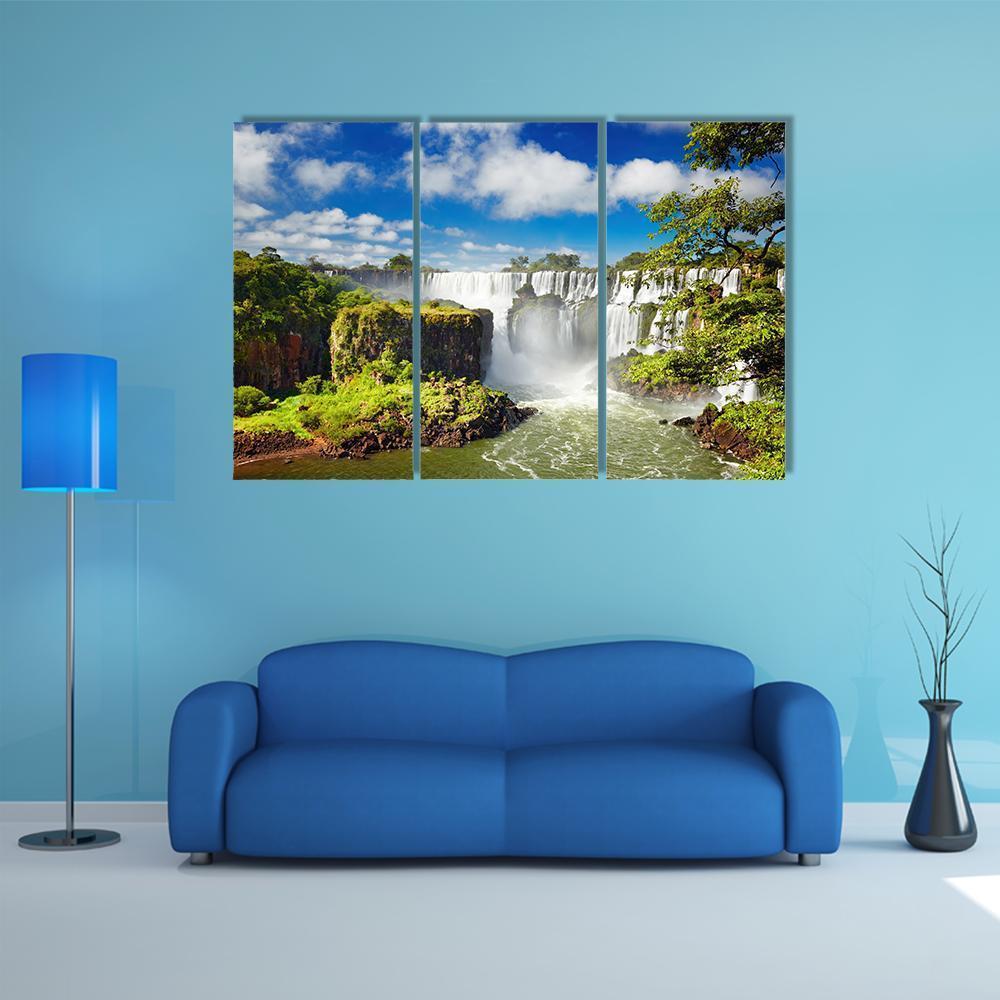 Iguassu Falls Canvas Wall Art-3 Horizontal-Gallery Wrap-37" x 24"-Tiaracle