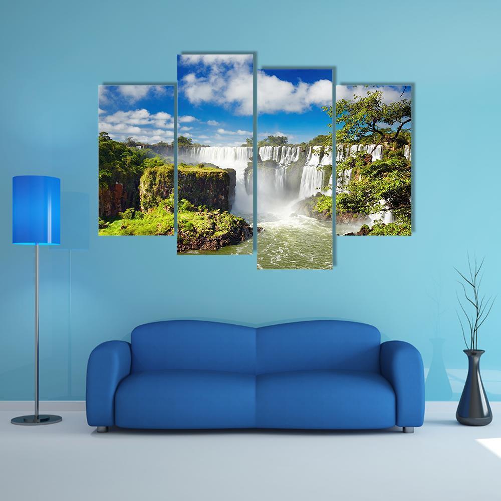 Iguassu Falls Canvas Wall Art-4 Pop-Gallery Wrap-50" x 32"-Tiaracle