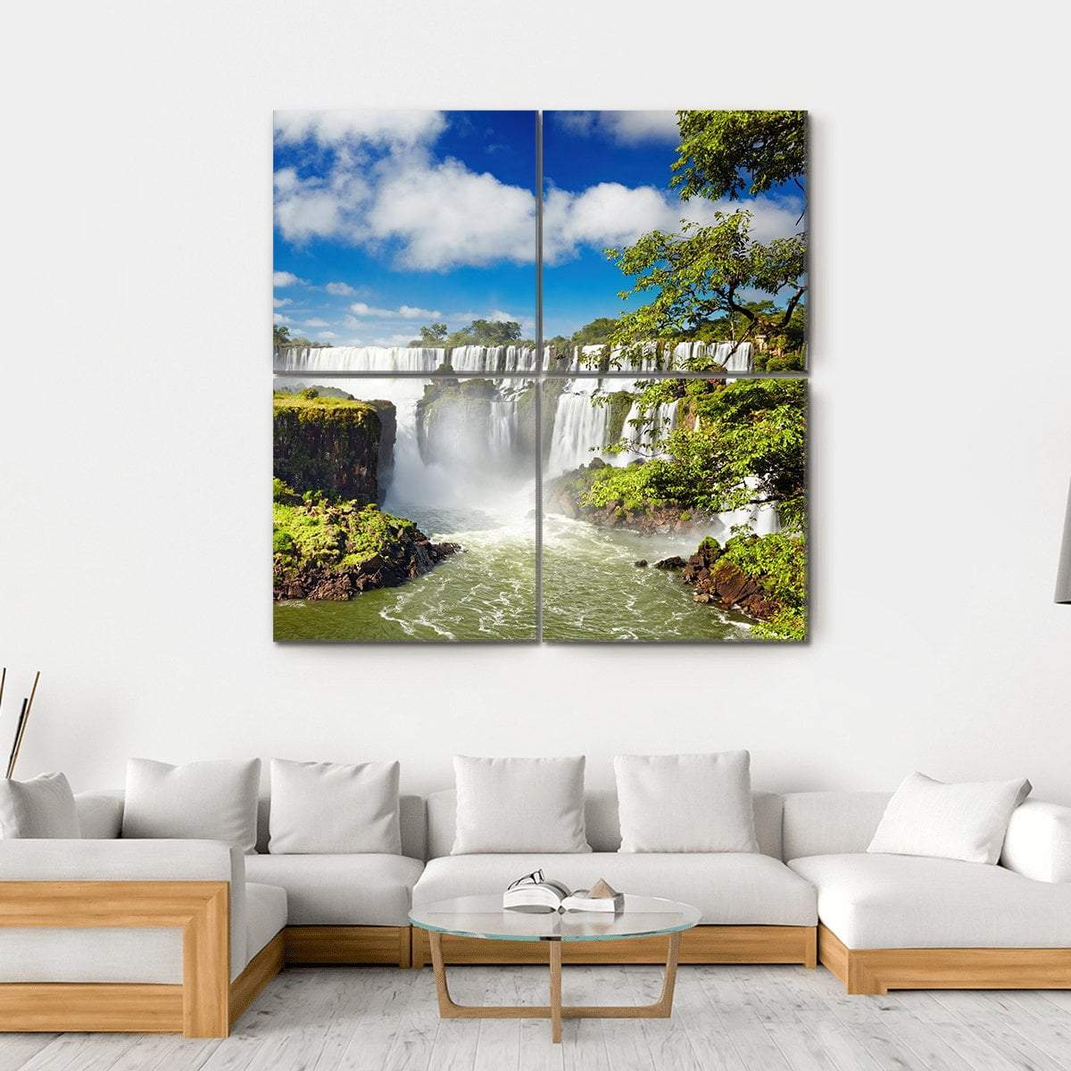 Iguassu Falls Canvas Wall Art-4 Square-Gallery Wrap-17" x 17"-Tiaracle