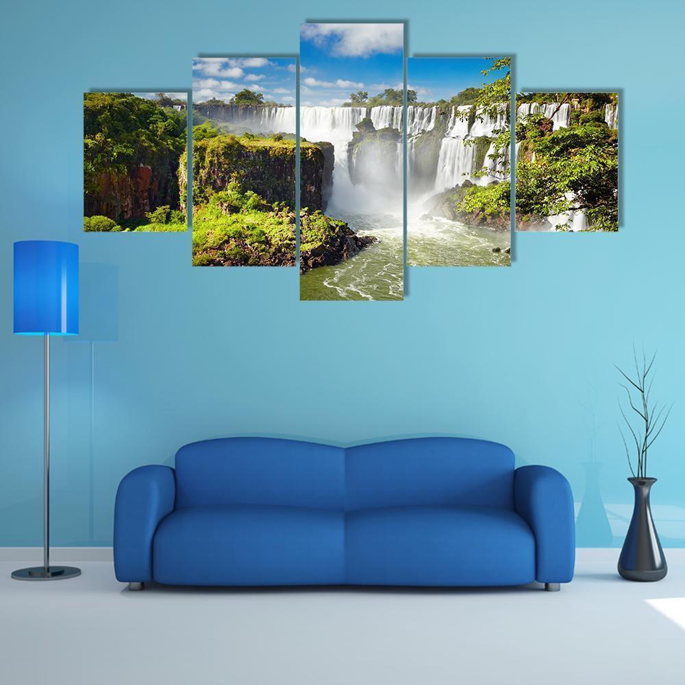 Iguassu Falls Canvas Wall Art-5 Star-Gallery Wrap-62" x 32"-Tiaracle