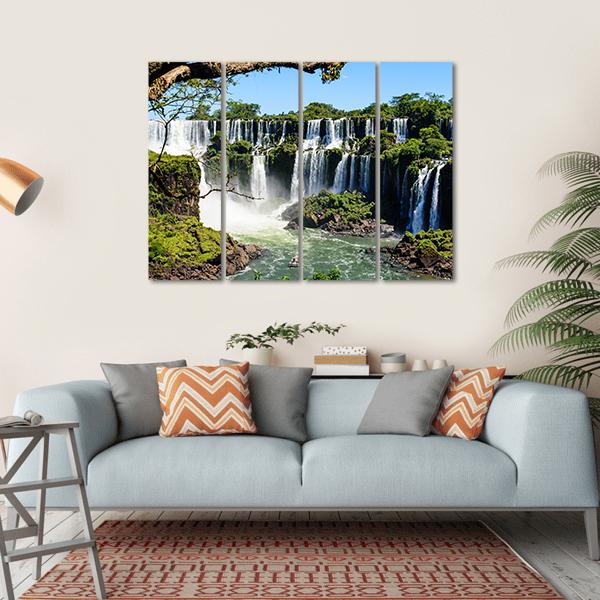 Iguazu Falls From Argentina Canvas Wall Art-4 Horizontal-Gallery Wrap-34" x 24"-Tiaracle