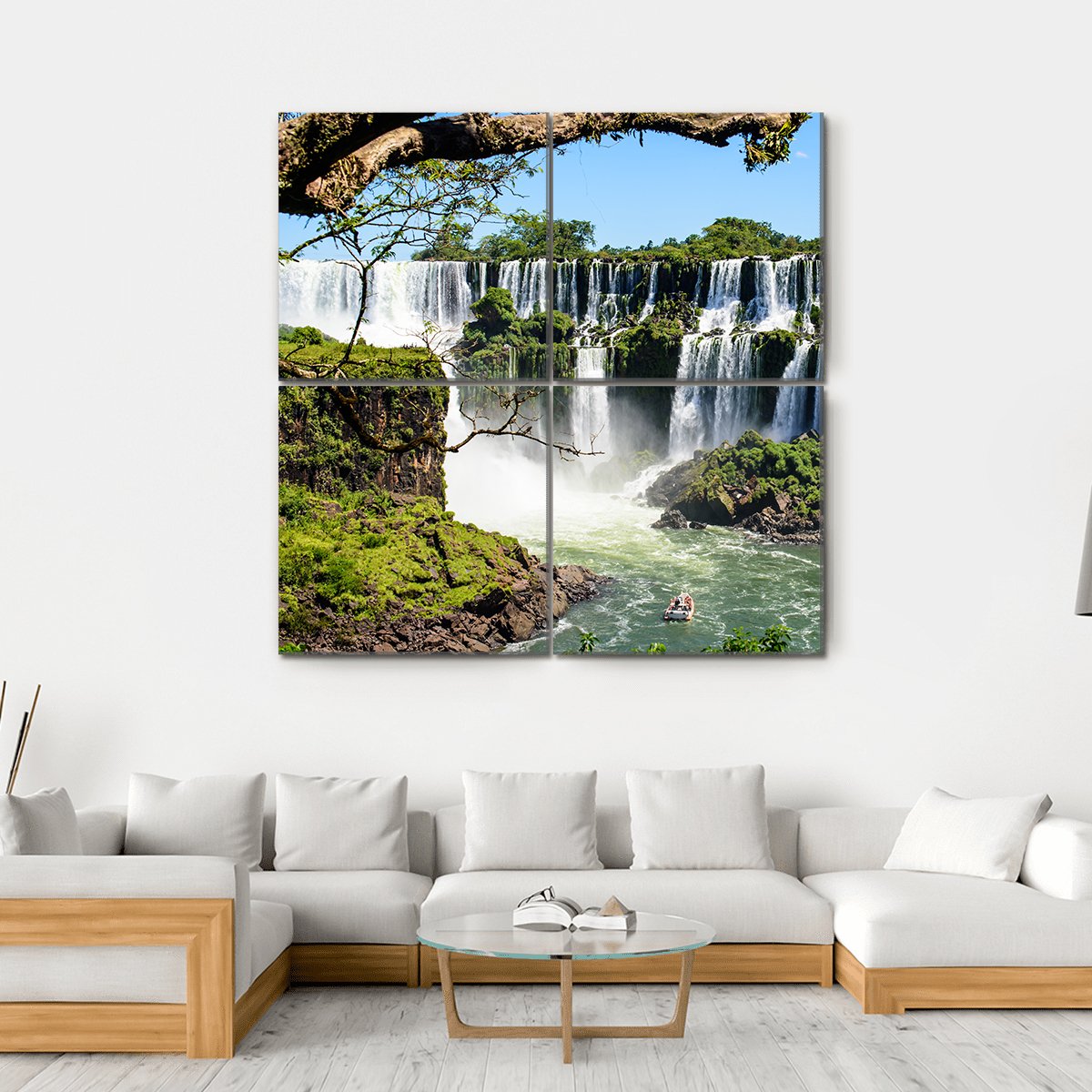 Iguazu Falls From Argentina Canvas Wall Art-4 Square-Gallery Wrap-17" x 17"-Tiaracle