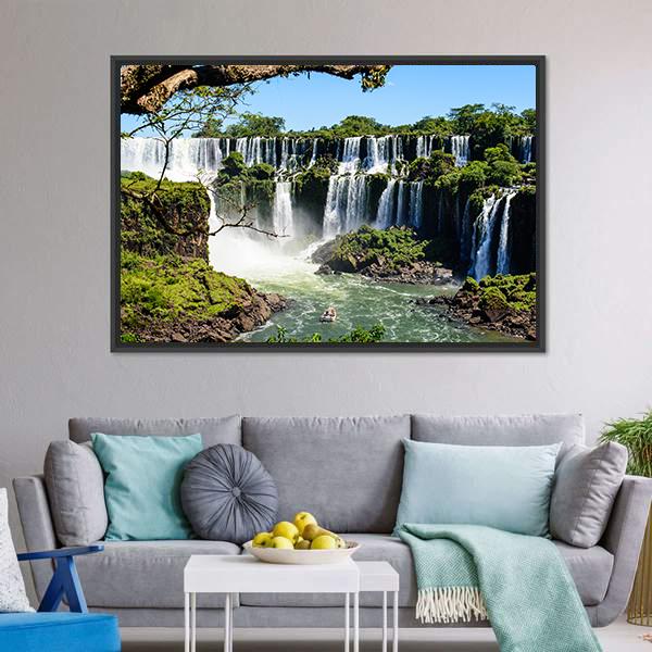 Iguazu Falls From Argentina Canvas Wall Art-3 Horizontal-Gallery Wrap-25" x 16"-Tiaracle
