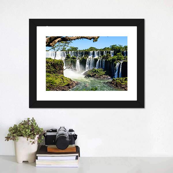 Iguazu Falls From Argentina Canvas Wall Art-1 Piece-Framed Print-20" x 16"-Tiaracle