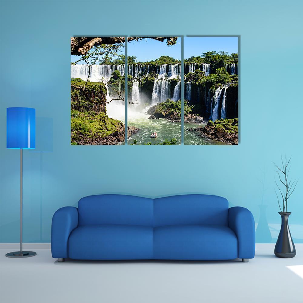 Iguazu Falls From Argentina Canvas Wall Art-3 Horizontal-Gallery Wrap-37" x 24"-Tiaracle