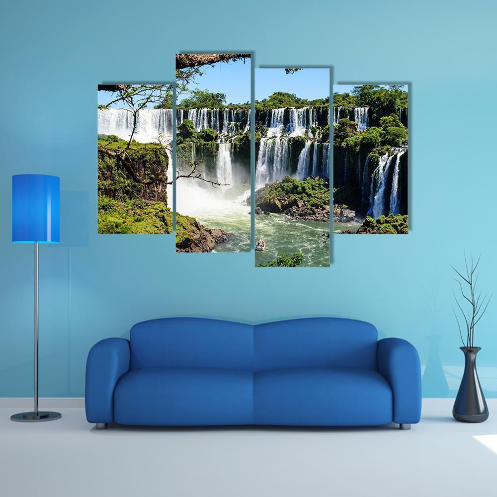 Iguazu Falls From Argentina Canvas Wall Art-4 Pop-Gallery Wrap-50" x 32"-Tiaracle