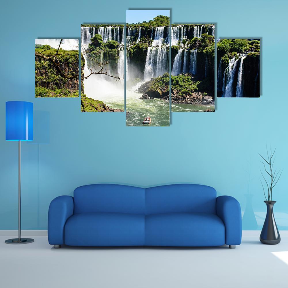 Iguazu Falls From Argentina Canvas Wall Art-5 Star-Gallery Wrap-62" x 32"-Tiaracle