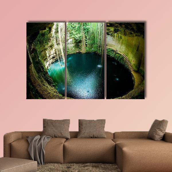 Ik-Kil Cenote Mexico Canvas Wall Art-3 Horizontal-Gallery Wrap-37" x 24"-Tiaracle