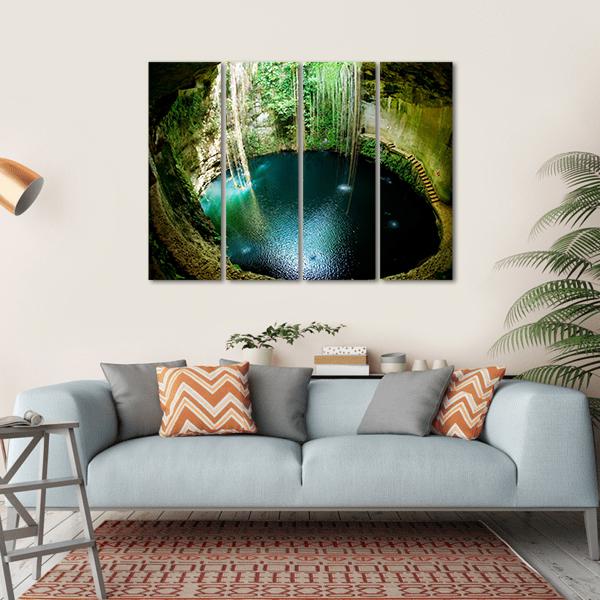 Ik-Kil Cenote Mexico Canvas Wall Art-4 Horizontal-Gallery Wrap-34" x 24"-Tiaracle
