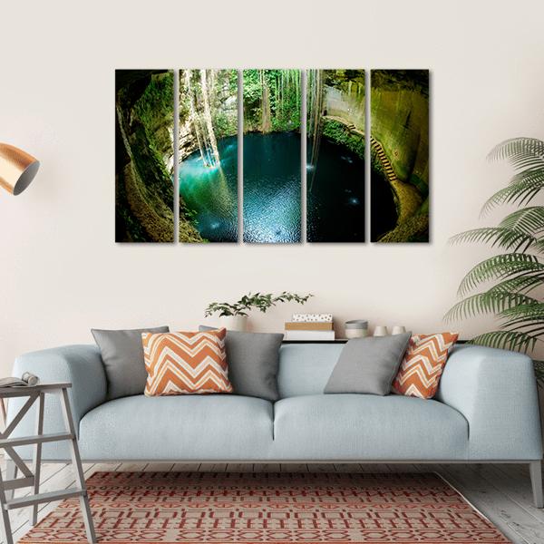 Ik-Kil Cenote Mexico Canvas Wall Art-5 Horizontal-Gallery Wrap-22" x 12"-Tiaracle