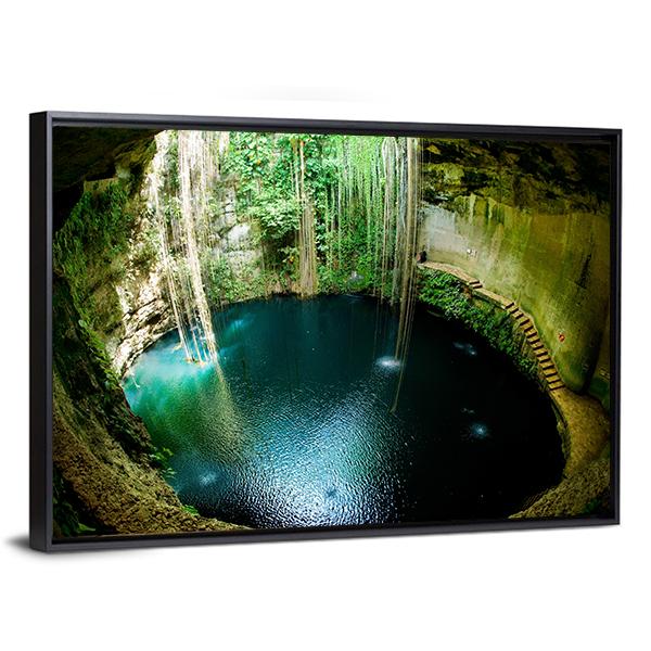 Ik-Kil Cenote Mexico Canvas Wall Art-3 Horizontal-Gallery Wrap-25" x 16"-Tiaracle