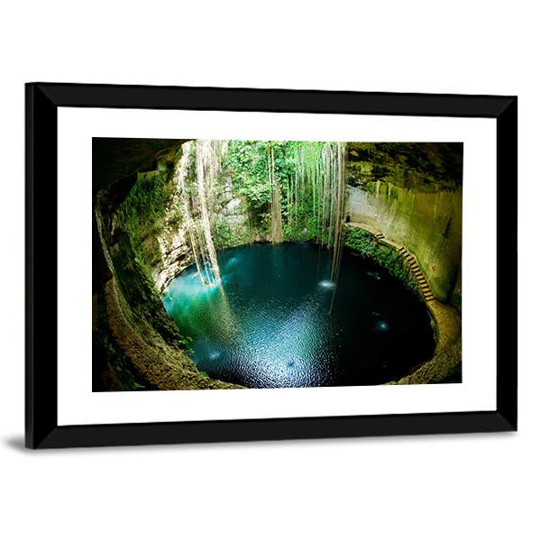 Ik-Kil Cenote Mexico Canvas Wall Art-3 Horizontal-Gallery Wrap-25" x 16"-Tiaracle