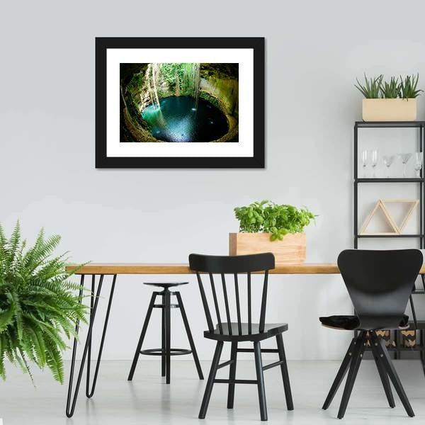 Ik-Kil Cenote Mexico Canvas Wall Art-3 Horizontal-Gallery Wrap-25" x 16"-Tiaracle