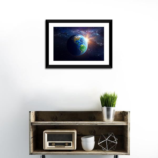 Illuminated Face Of Earth Canvas Wall Art-1 Piece-Framed Print-20" x 16"-Tiaracle