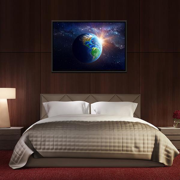 Illuminated Face Of Earth Canvas Wall Art-5 Horizontal-Gallery Wrap-22" x 12"-Tiaracle