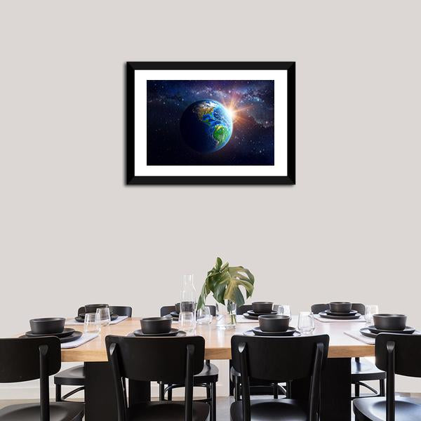 Illuminated Face Of Earth Canvas Wall Art-5 Horizontal-Gallery Wrap-22" x 12"-Tiaracle