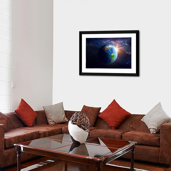 Illuminated Face Of Earth Canvas Wall Art-5 Horizontal-Gallery Wrap-22" x 12"-Tiaracle