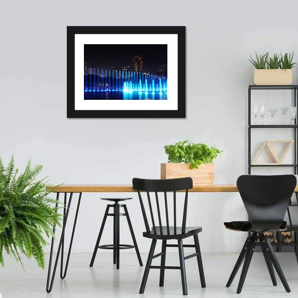 Illuminated Fountains Kuala Lumpur Canvas Wall Art-5 Horizontal-Gallery Wrap-22" x 12"-Tiaracle