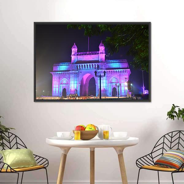 Illuminated Gateway Of India Canvas Wall Art-3 Horizontal-Gallery Wrap-25" x 16"-Tiaracle
