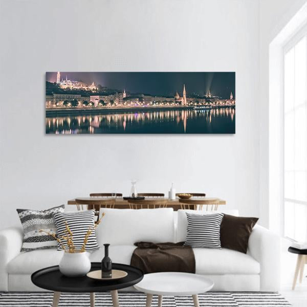 River View Of Budapest Panoramic Canvas Wall Art-3 Piece-25" x 08"-Tiaracle