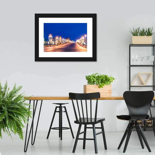 Illumination On Bridge Moscow Canvas Wall Art-3 Horizontal-Gallery Wrap-25" x 16"-Tiaracle