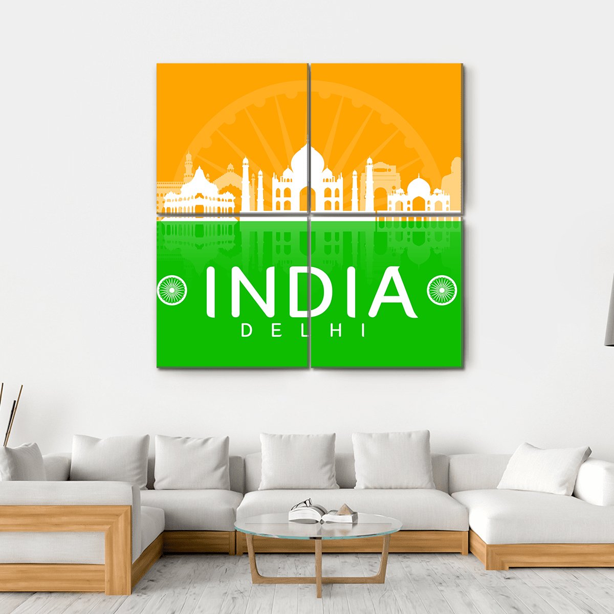 Illustration Landmark Of India Canvas Wall Art-4 Square-Gallery Wrap-17" x 17"-Tiaracle