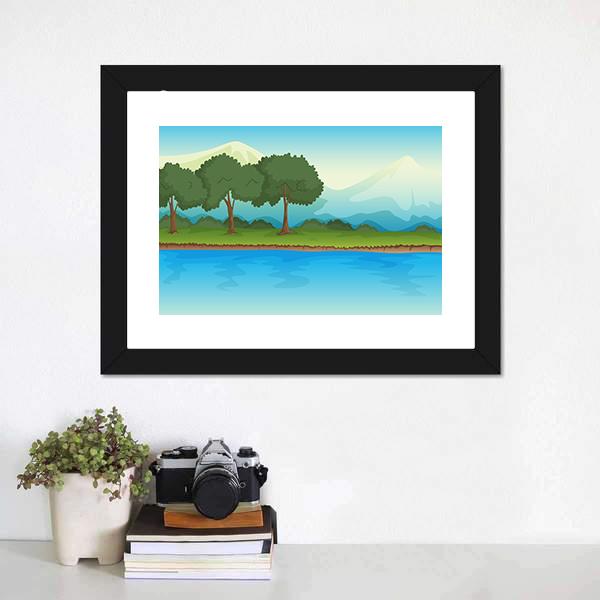 Illustration Of A River Canvas Wall Art-1 Piece-Framed Print-20" x 16"-Tiaracle