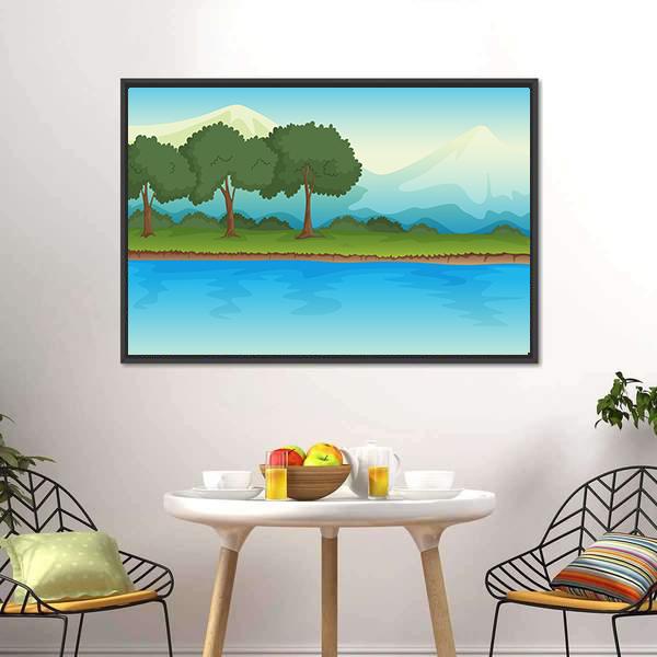 Illustration Of A River Canvas Wall Art-5 Horizontal-Gallery Wrap-22" x 12"-Tiaracle