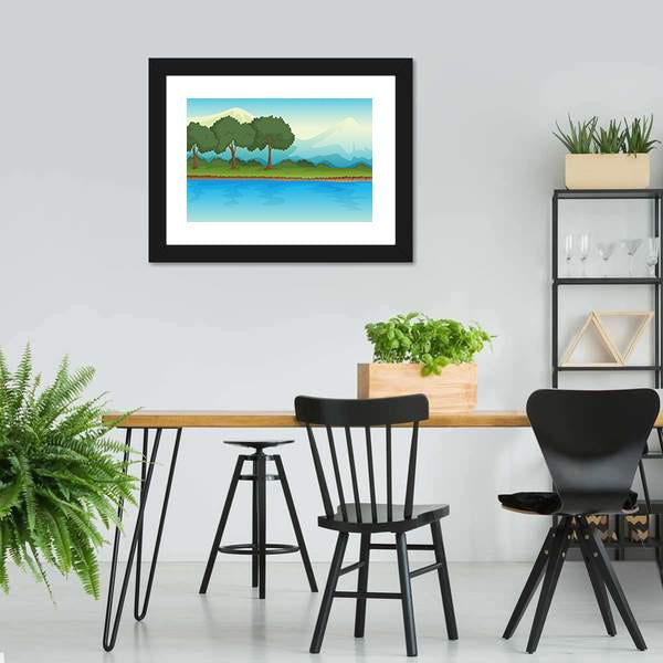 Illustration Of A River Canvas Wall Art-5 Horizontal-Gallery Wrap-22" x 12"-Tiaracle