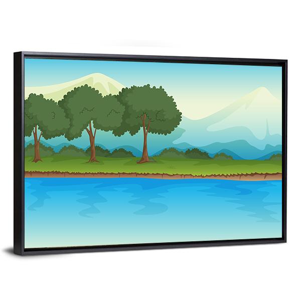 Illustration Of A River Canvas Wall Art-5 Horizontal-Gallery Wrap-22" x 12"-Tiaracle
