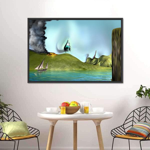 Illustration Of A Surreal Landscape Canvas Wall Art-5 Horizontal-Gallery Wrap-22" x 12"-Tiaracle