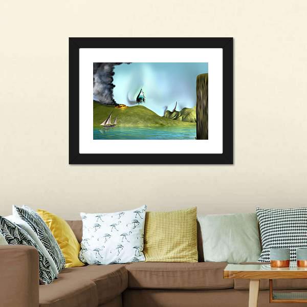 Illustration Of A Surreal Landscape Canvas Wall Art-3 Horizontal-Gallery Wrap-25" x 16"-Tiaracle