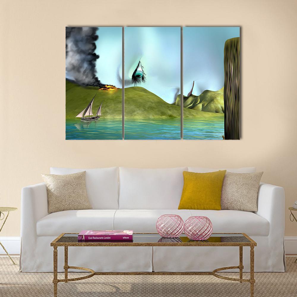 Illustration Of A Surreal Landscape Canvas Wall Art-3 Horizontal-Gallery Wrap-37" x 24"-Tiaracle