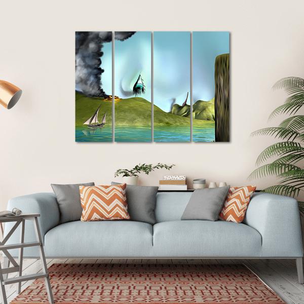 Illustration Of A Surreal Landscape Canvas Wall Art-4 Horizontal-Gallery Wrap-34" x 24"-Tiaracle