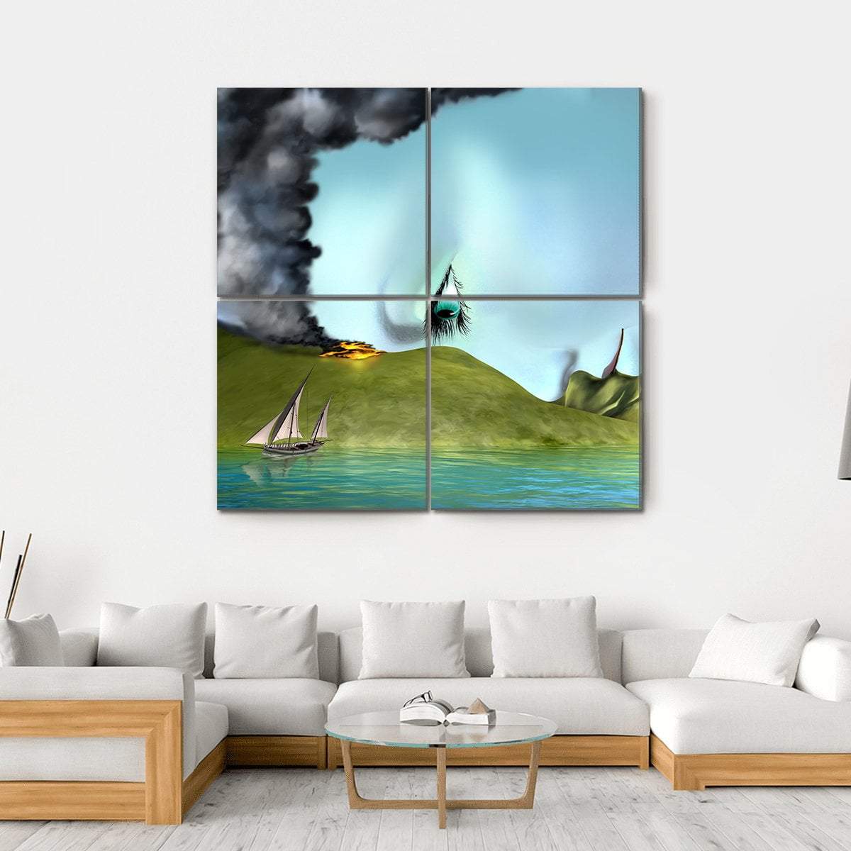 Illustration Of A Surreal Landscape Canvas Wall Art-4 Square-Gallery Wrap-17" x 17"-Tiaracle