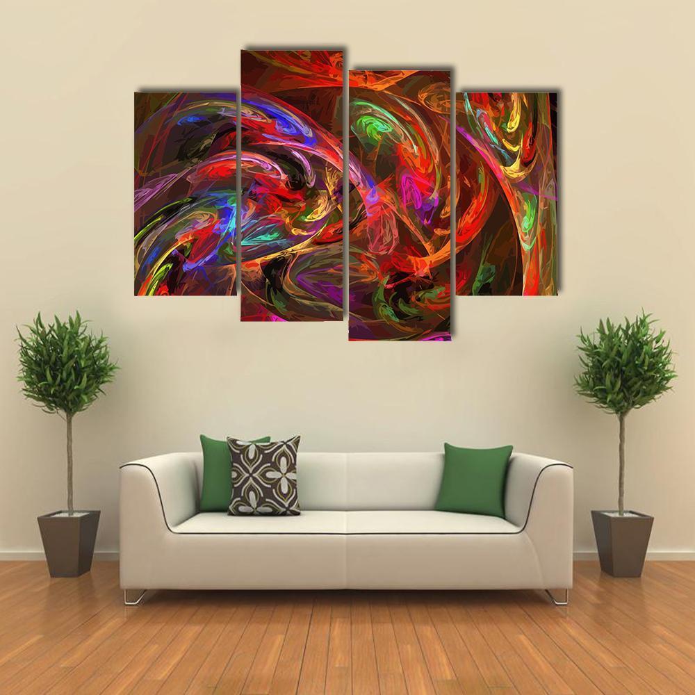 Illustration Of Digital Fractal Canvas Wall Art-4 Pop-Gallery Wrap-50&quot; x 32&quot;-Tiaracle
