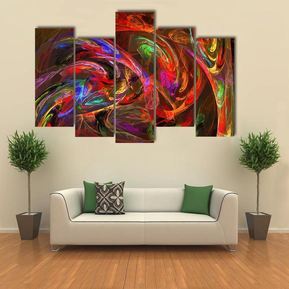 Illustration Of Digital Fractal Canvas Wall Art-5 Pop-Gallery Wrap-47&quot; x 32&quot;-Tiaracle